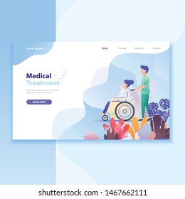 Landing Page Illustration Medical Woman On Wheelchair