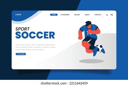 Landing Page - Illustration of a soccer player holding a freestyle ball to pass an opponent. One of the techniques of playing soccer.
