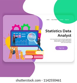 Landing Page Illustration Statistics Data Analyst Web UI Design Template