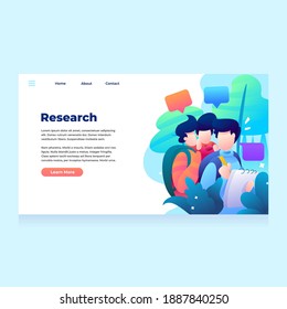 landing page illustration of students doing research