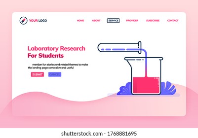 Landing page illustration template of research laboratory for students. Research and chemical supplies. Health themes. Can be used for landing page, website, web, mobile apps, poster, flyer