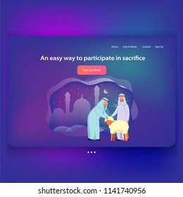 Landing Page Illustration Theme of Eid Adha Islamic Holiday Web Template Illustration
