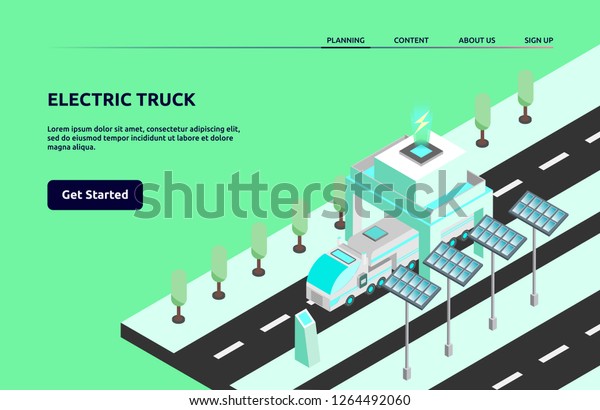 Landing Page Isometric -\
Electric Truc