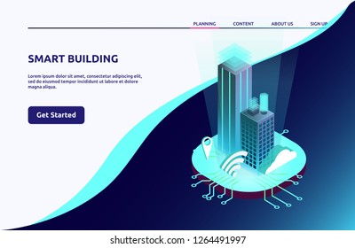 Landing Page Isometric - Smart Building