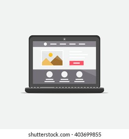 Landing Page Laptop Isolated Vector Illustration. Responsive (adaptive) Web Design Technology Creative Concept. Minimal User Interface Landing Page Graphic Design.
