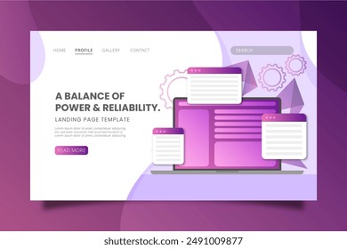 Landing page with laptop vector design in eps 10