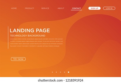 landing page layout template design with abstract motion shape and modern concept, vector eps 10
