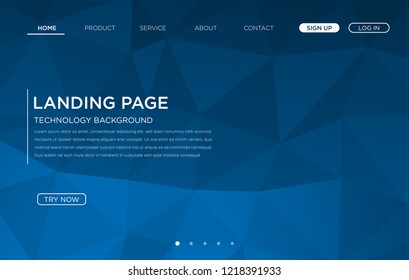 landing page layout template design with abstract triangle shape and polygonal modern concept, vector eps 10