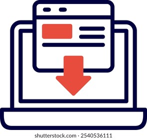 Landing Page Line Red Filled Vector Icon Design