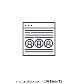 Landing page linear icon concept. Landing page line vector sign, symbol, illustration.