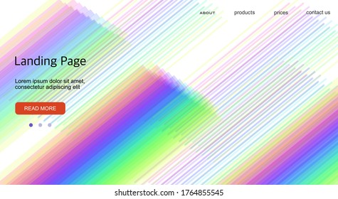 landing page with linear pattern, rainbow colors