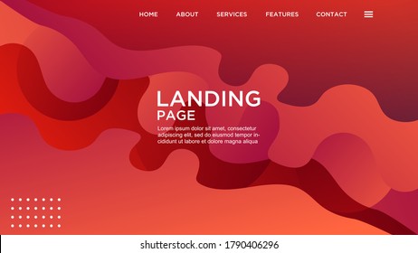 LANDING PAGE WITH LIQUID COLOR. GRADIENT COLOR BACKGROUND. MODERN ABSTRACT COLORFUL STYLE VECTOR