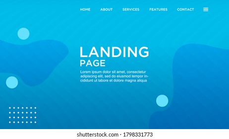 LANDING PAGE WITH LIQUID COLOR. GRADIENT COLOR BACKGROUND. MODERN ABSTRACT COLORFUL STYLE VECTOR