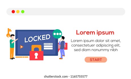Landing Page Locked Vector Illustration Creative Flat Design
