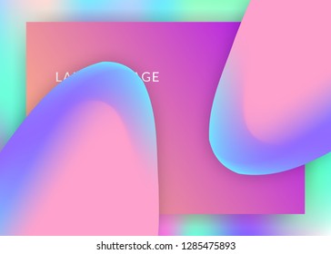Landing page. Magic ui, mobile composition. Vivid gradient mesh. Holographic 3d backdrop with modern trendy blend. Landing page with liquid dynamic elements and fluid shapes.