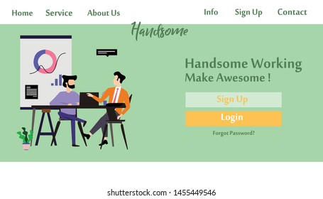 Landing Page Man Working Vector Template Design Illustration