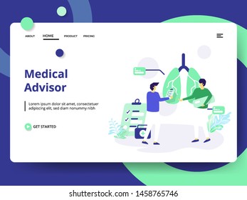Landing page medical advisor, the concept of Medical and Health, can be used for landing pages, web, ui, banners, templates, backgrounds, flayer, posters - Vector