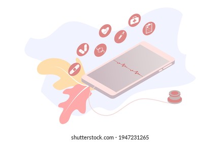 Landing page of medical website. Online medical services, online help, online medical consultation support. Doctor, physician, therapist for medical web icons, UI, mobile application, posters, banners