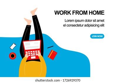 Landing page with men work from home