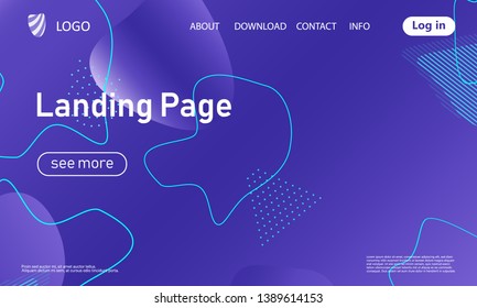 Landing page. Minimal geometric background. Abstract cover design. Dynamic shapes composition. Trendy gradient poster. Vector illustration.