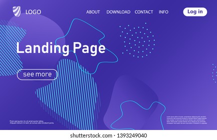 Landing page. Minimal geometric background. Abstract cover design. Dynamic shapes composition. Trendy gradient poster. Vector illustration.