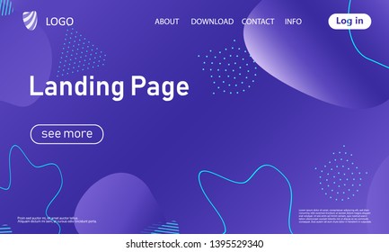 Landing page. Minimal geometric background. Abstract cover design. Dynamic shapes composition. Trendy gradient poster. Vector illustration.
