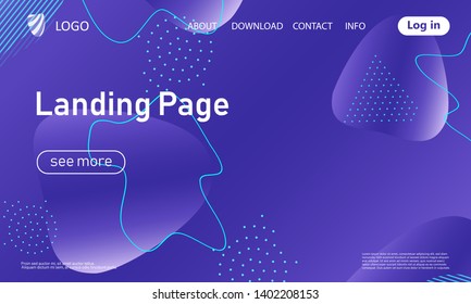Landing page. Minimal geometric background. Abstract cover design. Dynamic shapes composition. Trendy gradient poster. Vector illustration.