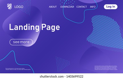 Landing page. Minimal geometric background. Abstract cover design. Dynamic shapes composition. Trendy gradient poster. Vector illustration.