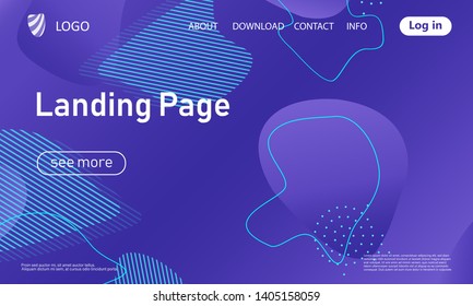 Landing page. Minimal geometric background. Abstract cover design. Dynamic shapes composition. Trendy gradient poster. Vector illustration.