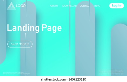 Landing page. Minimal geometric background. Abstract cover design. Dynamic shapes composition. Trendy gradient poster. Vector.