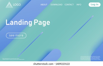 Landing page. Minimal geometric background. Abstract cover design. Dynamic shapes composition. Trendy gradient poster. Vector.