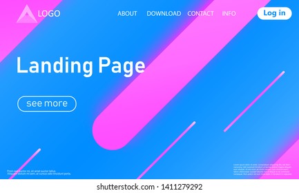 Landing page. Minimal geometric background. Abstract cover design. Dynamic shapes composition. Trendy gradient poster. Vector.