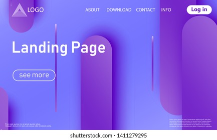 Landing page. Minimal geometric background. Abstract cover design. Dynamic shapes composition. Trendy gradient poster. Vector.