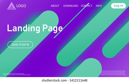Landing page. Minimal geometric background. Abstract cover design. Dynamic shapes composition. Trendy gradient poster. Vector.