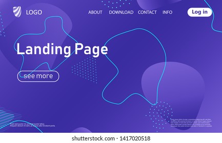Landing page. Minimal geometric background. Abstract cover design. Dynamic shapes composition. Trendy gradient poster. Vector illustration.