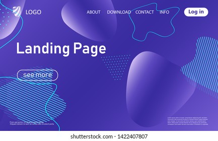 Landing page. Minimal geometric background. Abstract cover design. Dynamic shapes composition. Trendy gradient poster. Vector illustration.