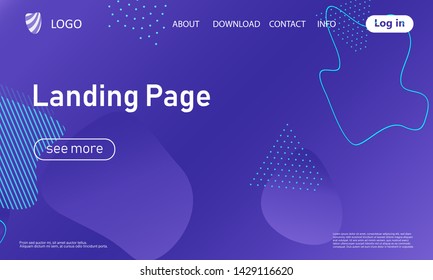 Landing page. Minimal geometric background. Abstract cover design. Dynamic shapes composition. Trendy gradient poster. Vector illustration.