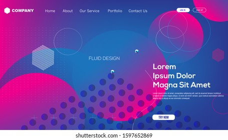 Landing page minimal geometric gradient background. Dynamic shapes composition. vector illustration
