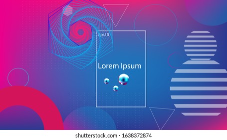 Landing page minimal geometric gradient background. Dynamic shapes composition. vector illustration