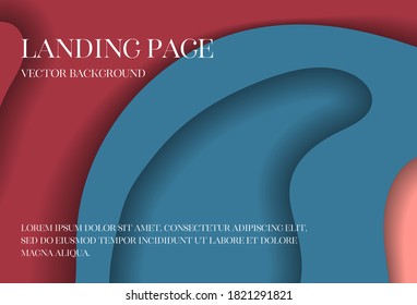 Página de inicio. Fondo geométrico mínimo de cabecera. Plantilla de sitio web para sitios web o aplicaciones.Composición dinámica de formas. Vector Eps10. Topografía de corte de papel rosa rojo azul