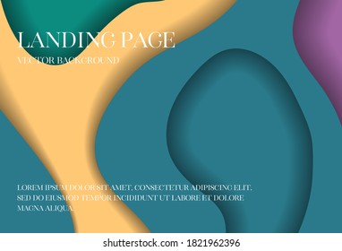 Landing page. Minimal geometric header background. Website template for websites, or apps.Dynamic shapes composition. Eps10 vector. Paper cut topography blue yellow green