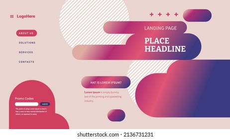 Landing page modern background with memphis abstract concept