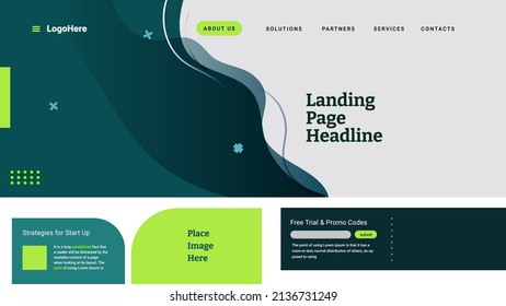 Landing page modern background with memphis abstract concept