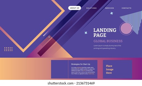 Landing page modern background with memphis abstract concept