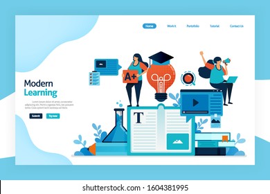 Landing Page Modern Learning Educational Process Stock Vector (Royalty ...