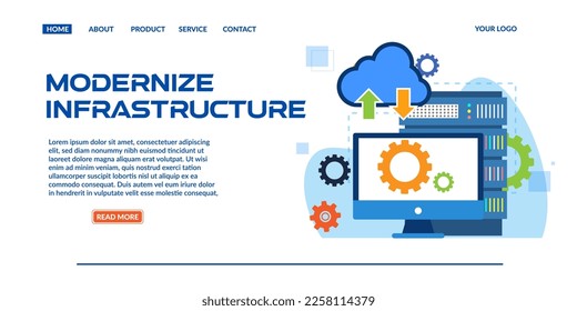 Landepage modernisiert Infrastruktur-Technologie, Vektorgrafik, Illustration