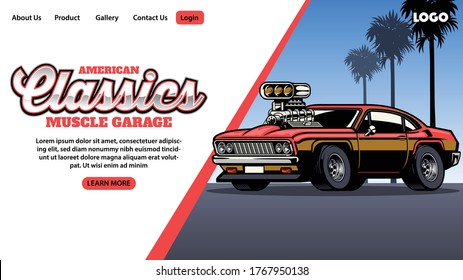 landing page of muscle car garag