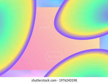 Landing page. Neon website, interface design. Holographic 3d backdrop with modern trendy blend. Vivid gradient mesh. Landing page with liquid dynamic elements and fluid shapes.