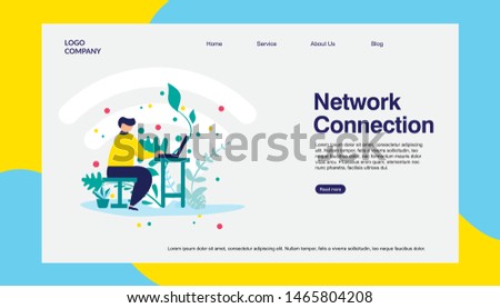 Landing page Network Connection. Web, vector illustration, print.