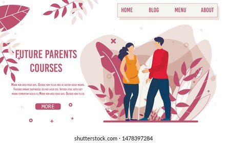 Landing Page Offering Training Lessons for Future Parents. Teaching Courses and Preparation for Maternity Class. Cartoon Trainer Handshaking with Pregnant Woman. Vector Flat Illustration